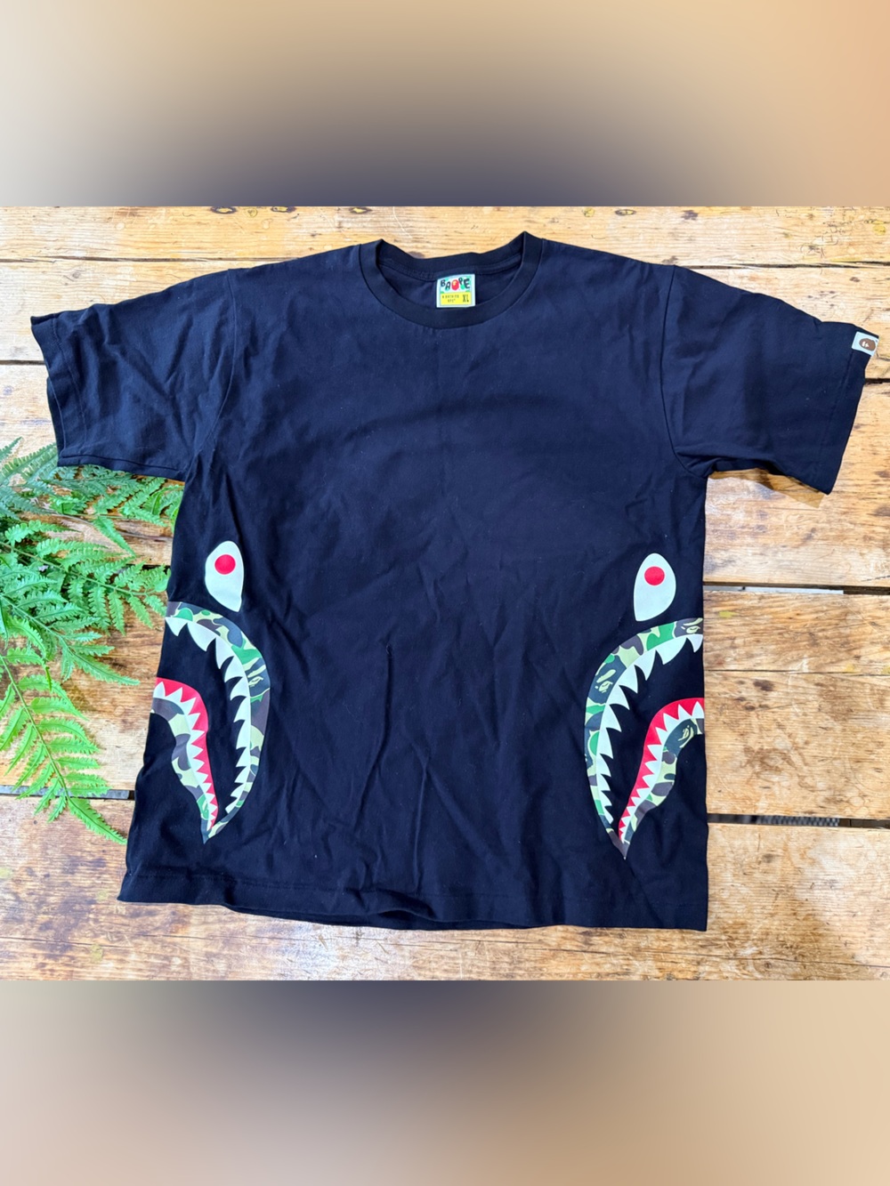 BAPE Black 1st Camo Side Shark Graphic T-Shirt by A Bathing Ape